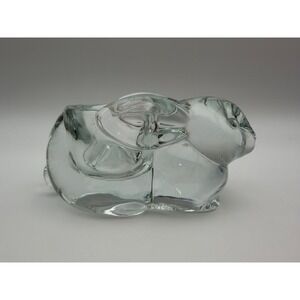 Clear Glass Rabbit Bunny Votive Candle Holder Figurine Trinket Dish Home Decor